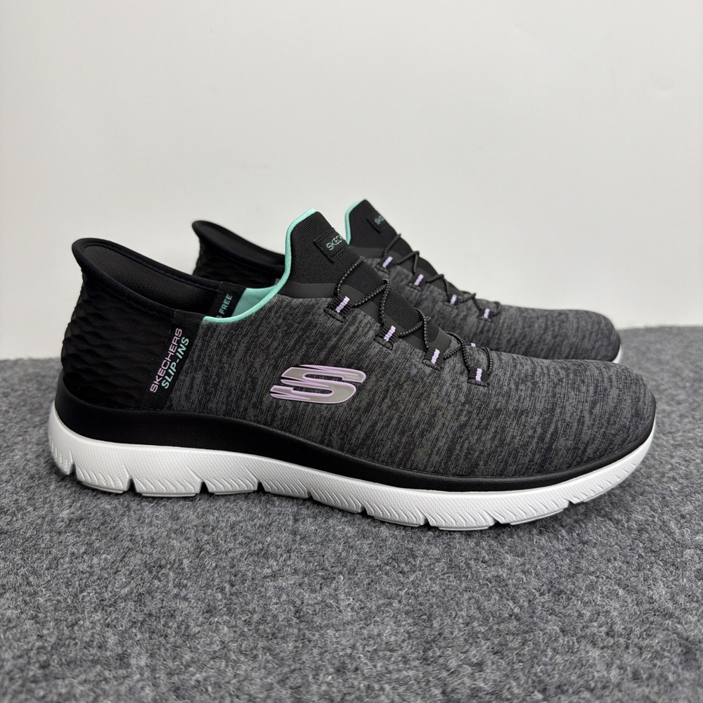 SKECHERS Summits - Hands Free Slip-Ins Black Blue Shoes Women's Size 11